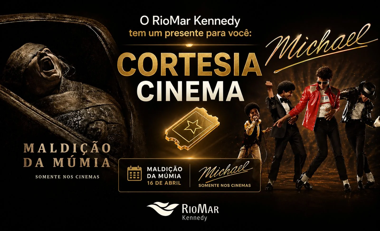 Cortesia de cinema GRÁTIS! Um presente do RioMar Kennedy para você.