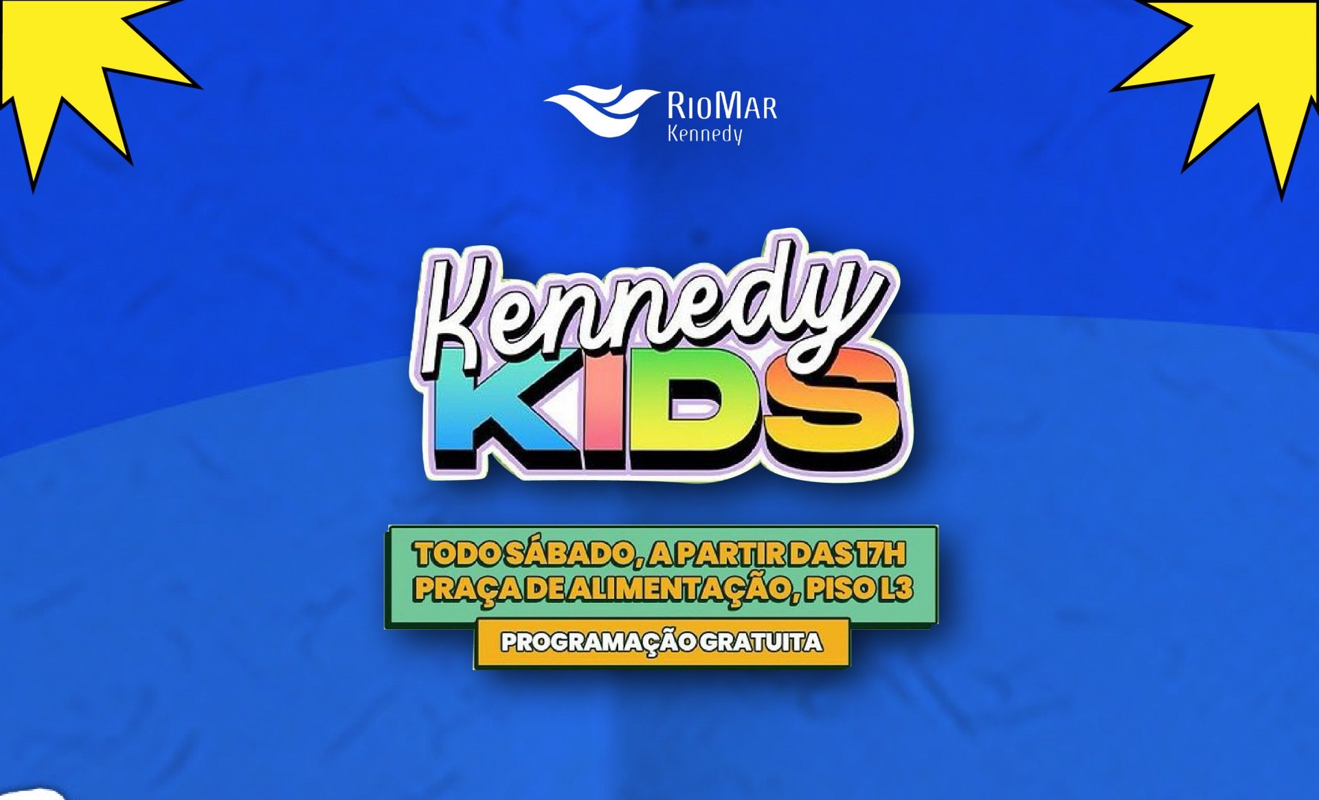 Logo do evento kennedy kids em fundo azul